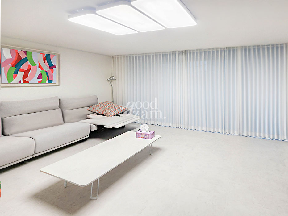 고림동커튼 이삭아파트 거실 쉬폰커튼 굳잠 시공